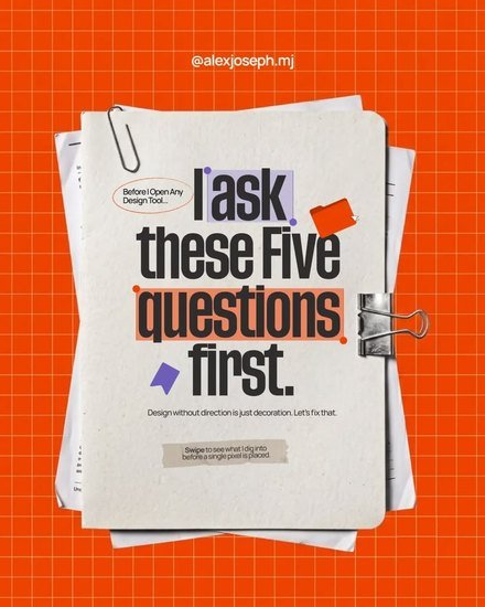 Poster reading ask these five questions first